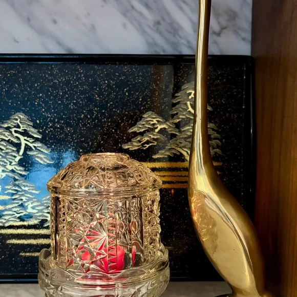 Vintage Indiana Glass Stars and Bars Fairy Lamp - Picture 2 of 7